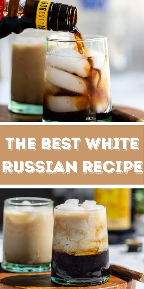 White Russian Shots, Russian Drinks Traditional, Easy White Russian Recipe, Lake Cocktails, White Russian Recipe Baileys, White Russian Drink, Baileys Recipes Drinks, White Russian Recipe, Baileys Drinks