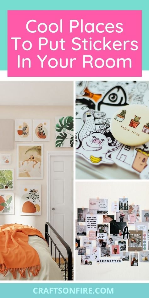 Find the best places to put stickers in your bedroom that actually look good. These places won't affect your room decor negatively but will instead make it look better! Sticker Ideas Where To Put In Room, Places To Put Stickers Ideas, Things To Decorate With Stickers, Places To Put Stickers, Decorating With Stickers, Fail Better, Cool Places, Decor Stickers, Smart Ideas