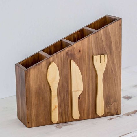 Wood Utensils Diy, Spoon Holder Ideas, Diy Wooden Utensils, Utensils Holder Diy, Wood Utensil Holder, Wooden Utensil Holder, Cooking Utensil Holder, Utensil Holders, Wooden Kitchen Utensils