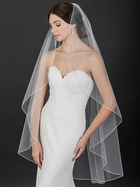 V7548 — Bel Aire Bridal Head Peice, Wedding Veil Styles, Beaded Veils, Veil Styles, Short Veil, Bride Veil, Wedding Veil Accessories, Illusion Tulle, Wedding Dress With Veil