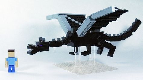 LEGO Minecraft Ender Dragon (3-scale) w/ Steve | Flickr - Photo Sharing! Minecraft Wither, Minecraft Ender Dragon, Minecraft Lego, Ender Dragon, Lego Dragon, Lego Machines, Lego Boards, Lego Birthday Party, Easy Science Experiments