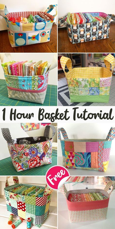 One Hour Fabric Basket Tutorial Fabric Basket Tutorial, Basket Tutorial, Sewing Easy, Sac Diy, Fabric Christmas Ornaments Diy, Sewing Machine Projects, Scrap Fabric Projects, Folded Fabric Ornaments, Pocket Pillow