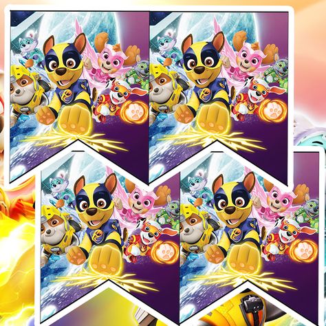 Free Mighty Pups Paw Patrol Birthday Party Printable Files Paw Patrol Mighty Pups Birthday Party, Mighty Pups Birthday Party, Paw Patrol Party Printables, Paw Patrol Costume, Paw Birthday, Paw Patrol Printables, Monster First Birthday, Paw Party, Patrol Party