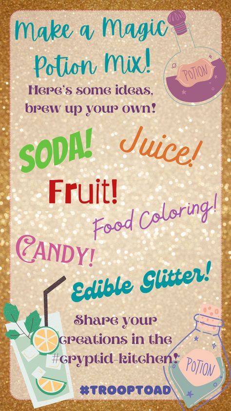 Edible Potions, Magic Potion, Edible Glitter, Potion Bottle, Toad, Some Ideas, Fun Activities, Tea Party, Smoothie