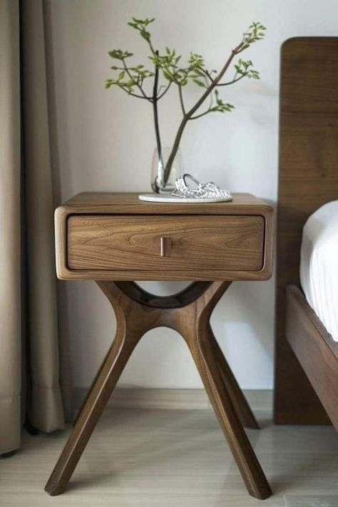 Bed Side Table Design, Lcd Panel Design, Rustic Wood Crafts, Bed Design Ideas, Bedside Table Design, Bed Side Table, Wood Wall Art Diy, Best Bed, Furniture Details Design