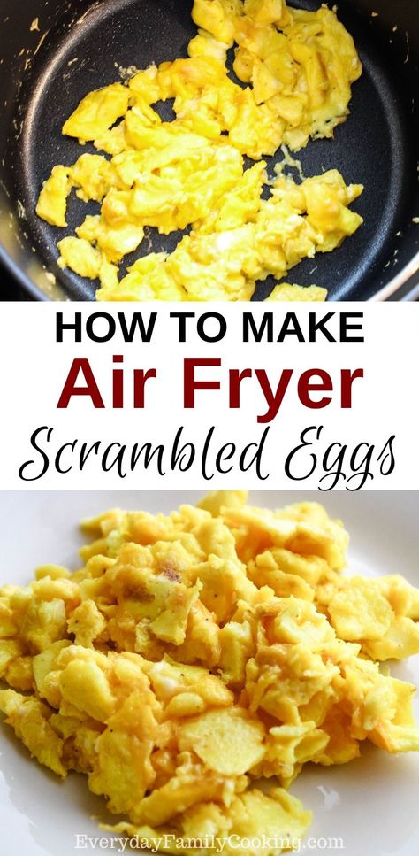 Airfryer Scrambled Eggs, Air Fry Scrambled Eggs, Cooking Eggs In Air Fryer, Easy Air Fryer Recipes Healthy Breakfast, Air Fryer Egg Bake, Air Fryer Scrambled Eggs, Eggs In Airfryer, Air Fryer Breakfast Recipes Eggs, Air Fry Eggs