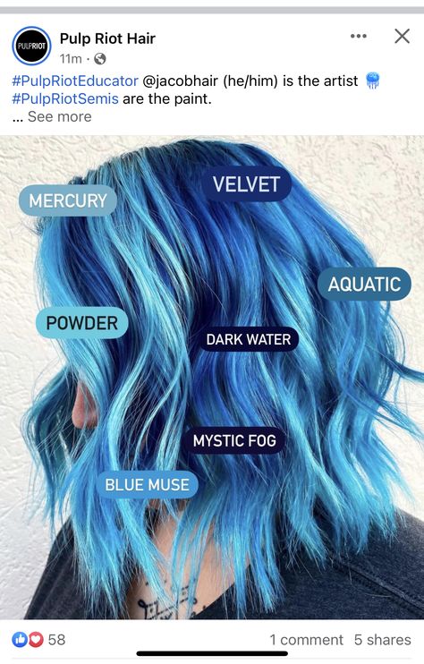 Pulp Riot Hair Color Swatches, Pulp Riot Hair Color Formulas, Fun Haircolor, Hair Color Swatches, Pulp Riot Hair Color, Vivid Hair, Color For Black Hair, Hair Color Underneath, Pulp Riot Hair