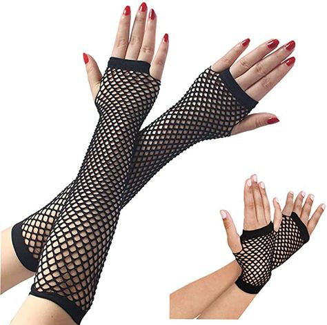 80s Fishnet, Theme Party Costume, 80s Halloween Costumes, Fishnet Gloves, Gloves For Women, Black Fishnets, Fancy Dress Accessories, Long Sleeve Tee Shirts, Small Dress