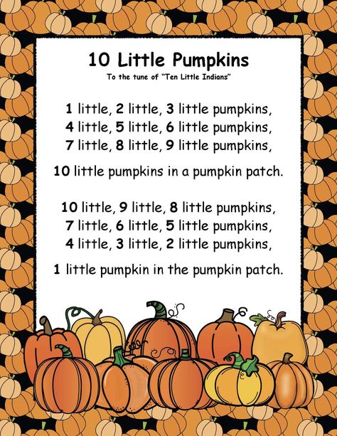 Pumpkins Songs Preschool, I’m A Little Pumpkin Song, Autumn Songs Preschool, Ecfe Class Ideas, Gross Motor Pumpkin Activities, Pumpkin Songs For Kids, Pumpkin Fingerplays, Pumpkin Activities For Infants, Pumpkin Anchor Chart Kindergarten