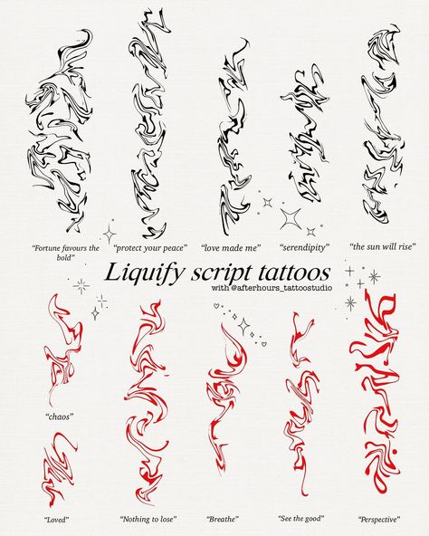 Liquified script tattoos ✨ #melbournetattoo #melbournefinelinetattoo #finelinemelbourne #finelinemelbournetattooartist #liquifiedtattoo… | Instagram Arm Tat Placement, Liquify Script Tattoos, Bravery Tattoo Symbol, Tatoos Woman Ideas Arm, Murphy's Law Tattoo, Cute Tattoo Inspiration, Running Out Of Time Tattoos, Pretty Meaningful Tattoos, Liquify Tattoo