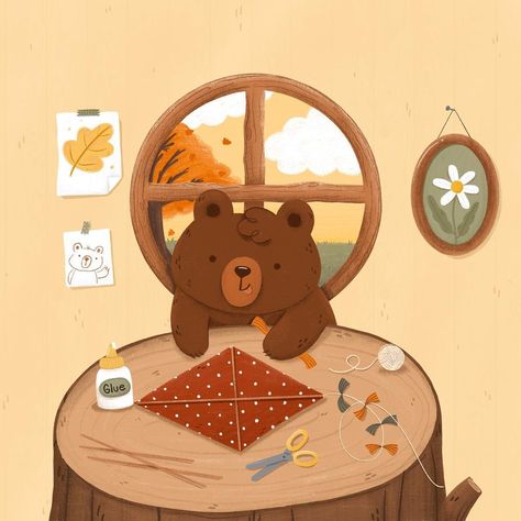 Bear House Illustration, Autumn Widgets, Zoo Poster, Animals Cake, Book Illustration Layout, Winter Dream, Cake Illustration, House Crafts, House Illustration