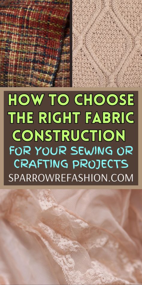 Fabrics 101: Informative Guide to Different Types of Materials – Sparrow Refashion: A Blog for Sewing Lovers and DIY Enthusiasts Sparrow Refashion, Apparel Sewing, Sewing Alterations, Sewing Business, Fashion Sewing Tutorials, Couture Sewing Techniques, Beginner Sewing Projects Easy, Sewing Book, Sewing Material