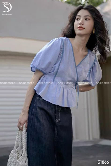 Korean Summer Fashion, Fashion For Summer, Linen Top Women, Korean Summer, Desi Fashion Casual, Fashion Top Outfits, Trendy Fashion Tops, Casual Day Outfits, Causual Outfits