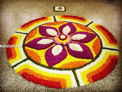 Onam Pookalam Design Gallery - 3 - Keralam, Kerala Tourism, Kerala Flower Carpet Design Onam, Onam Flower Carpet, Pookkalam Designs Onam Simple, Onam Pookalam Design, Flower Rangoli Designs, Onam Pookalam, Poo Kolam, Pookalam Design, Simple Flower Rangoli