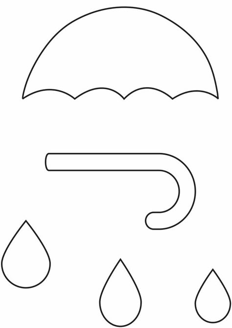 Umbrella Art Craft Preschool, Umbrella Outline Printable, Umbrella Crafts Preschool, Umbrella Printable Template, Umbrella Crafts For Toddlers, U Is For Umbrella Craft, Umbrella Template Free Printable, Rain Drop Craft, Felt Umbrella