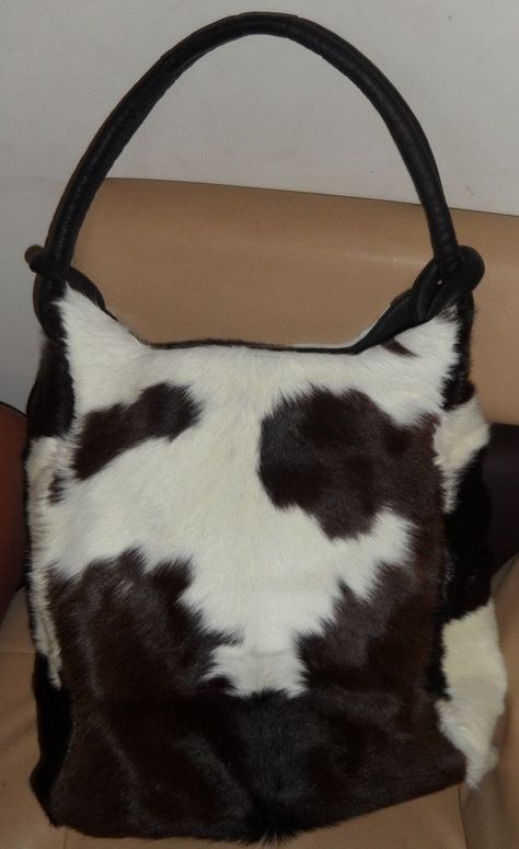 Strap length 60cm appox. -One inside zipped pocket. | eBay! Black And White Purse, Slouch Bag, Cowhide Purse, Cowhide Handbags, Hand Bags For Women, Fur Purse, Bucket Purse, Cowhide Bag, Picture Inspiration