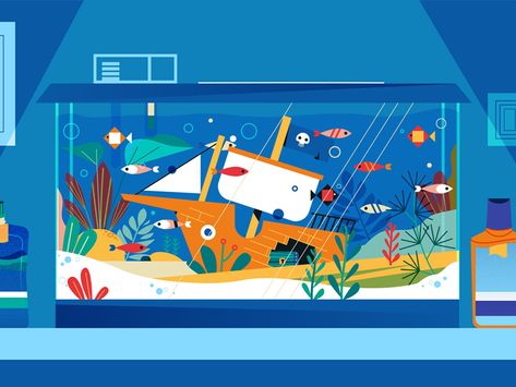 Think Tank by Julia Artern for Nice100Team on Dribbble Pirate Illustration, Tanks Modern, Tetra Fish, Monday Vibes, Daily Vibes, Love Vector, Animation Storyboard, Illustrator Art, Storyboard Artist