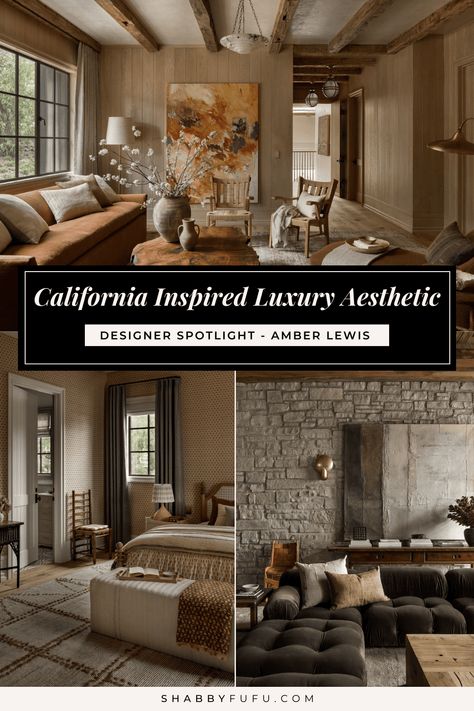 Designer Spotlight: Amber Lewis  California Inspired Luxury Aesthetic Amber Lewis Interiors, Amber Interiors Design, Wooden Beams Ceiling, Textured Blankets, Amber Lewis, Wood Tones, Modern Cottage, Amber Interiors, Dreamy Bedrooms