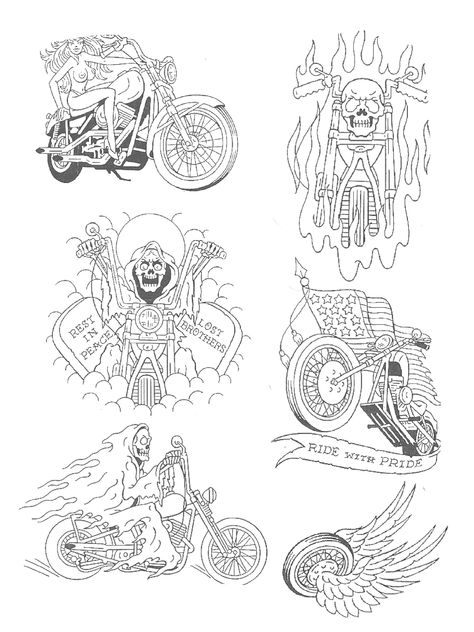 American Traditional Motorcycle, Biker Tattoo Flash, Halloween Cutouts, Biker Tattoo, Motorcycle Tattoo, Traditional Tattoo Flash Art, Harley Davidson Tattoos, Motorcycle Tattoos, Tattoo Practice