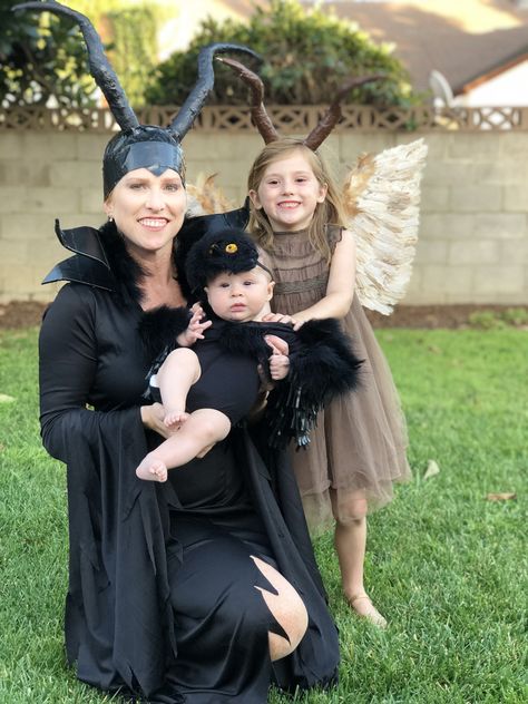 Maleficent young and old costume with crow, mommy and daughter Old Costume, Spooky Birthday, Crow Costume, Mommy And Daughter, Baby Pics, Family Costumes, Maleficent, Baby Pictures, Holiday Ideas