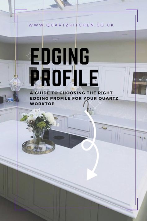 Quartz worktop edging profile Quartz Worktop Edges, 2cm Countertop Edge, Ogee Edge Countertop Kitchen, Worktop Edge Profiles, Pencil Edge Countertop Quartz, Pencil Edge Quartz Countertop, Quartz Countertops Edges, Ogee Edge Countertop Quartz, Quartz Countertop Edges Options