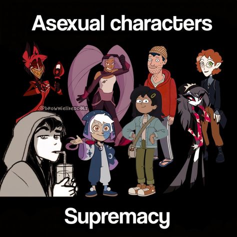 Asexual Characters supremacy. Ace Spectrum Explained, Aroace Characters, Asexual Characters, Asexual Pfp, Aroace Art, Asexual Spectrum, Asexual Humor, Colored Characters, Gravity Falls Funny