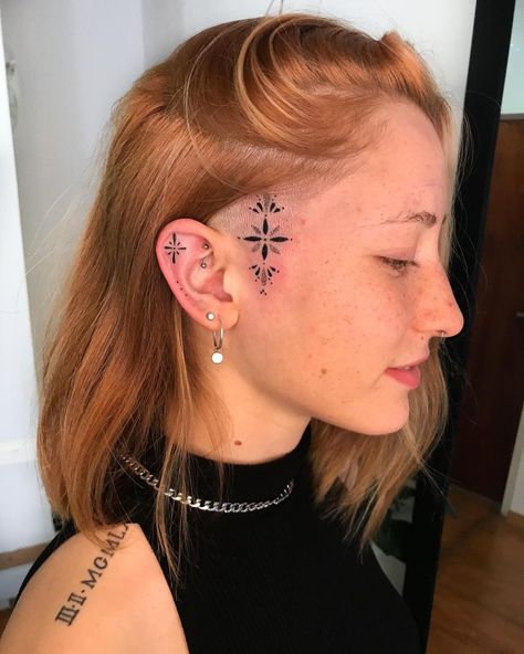 Star Face Tattoo, Small Face Tattoos, Belly Button Tattoo, Face Tats, Face Tattoos For Women, 4 Tattoo, Tattoo Lettering Fonts, Face Tattoos, Head Tattoos