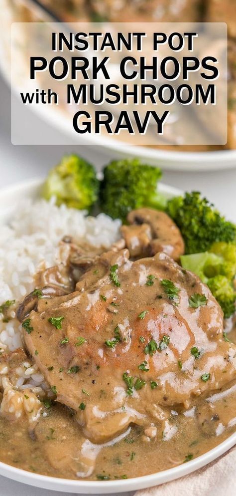 Instant Pot Pork Chops With Cream Of Mushroom Soup, Pressure Cooker Pork Chops Bone In, Insta Pot Pork Chops Boneless, Instant Pot Pork Chops Bone In, Boneless Pork Chops Instant Pot, Smothered Pork Chops Instant Pot, Pork Chop Instant Pot Recipes, Party Food Salad, Pork Chops With Mushroom Soup