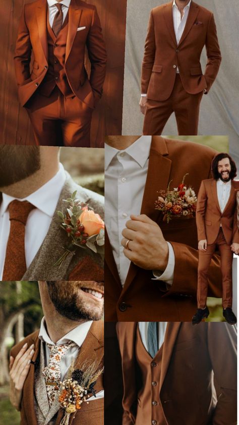 Orange Groomsmen Attire, Burnt Orange Groomsmen Attire, Burnt Orange Groomsmen, Orange Groomsmen, Fall Groom Attire, Fall Groomsmen Attire, Middle Earth Wedding, Fall Wedding Groomsmen, Fall Wedding Suits