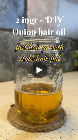 3.6K views · 55 reactions | 2 ingredient DIY Onion oil ✨ best for fast hair regrowth and  prevents hair loss//
----------
1/4 cup shallots/small onions
1 cup unrefined sesame oil 
.. pound the peeled onions (helps in releasing their essence into oil faster) 
.. add to the oil and heat stirring once in a while until bubbles and spluttering stops 
.. cool and strain
.. use it weekly once..warm the oil, massage the scalp and wash after 1 hr
....
Benefits of onion hair oil :
- premature greying
- strengthen hair roots and prevents hair fall
- Prevents scalp infections 
- hair growth 
-------------
#onionoil #haircare #hairoil #hairgrowth #hair #onion #coconutoil #hairfall #herbalhairoil #haircaretips #haircareroutine #onionshampoo #hairgoals #healthyhair #longhair #onionhairoil #onionoilbenefi Onion Hair Growth, Onion Hair Oil, Onion Hair, Onion Oil, Strengthen Hair Roots, Onion For Hair, Onion Juice, Prevent Hair Fall, Fast Hair