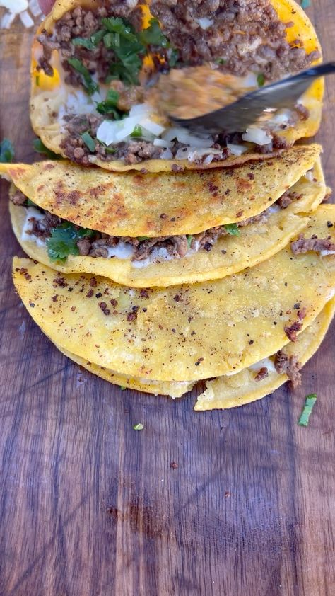 Miguels Cookingwithfire, Simple Salsa, Tacos Easy, Carbon Steel Pan, Easy Ground Beef, Jalapeno Peppers, Beef Tacos, Crispy Cheese, Turn It Off