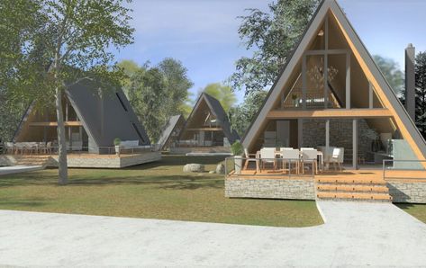 🇭🇷CROATIA,JANJA GORA,🇭🇷TINY HOUSE – Horvatingatlanok A Frame Community, Triangle House, A Frame Cabins, A Frame House Plans, Barndominium Ideas Interiors, Rest House, Farmhouse Barndominium, Frame House, House Beach