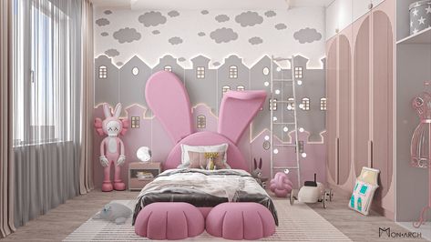 A Pink Girls’ Room With The Mr. Bunny Bed Luxurious Kids Bedroom, Unique Kids Bedrooms, Pink Kids Bedrooms, Modern Girls Rooms, Bunny Bed, Bunny Beds, Luxury Kids Bedroom, Circu Magical Furniture, Magical Furniture