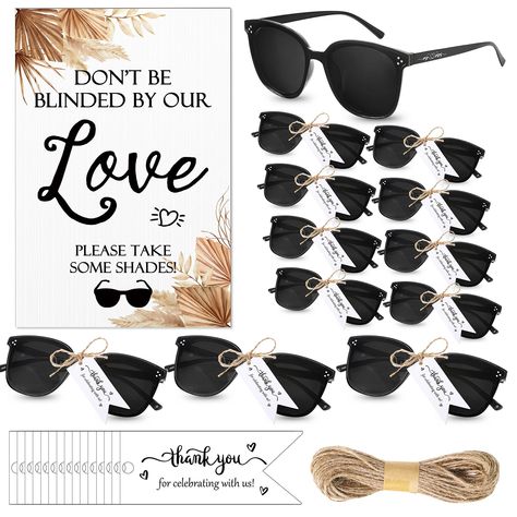 PRICES MAY VARY. Ideal Combination to Meet Your Needs: you will receive 1 piece of wooden wedding party sign, 50 pairs of wedding party sunglasses, 50 pieces of thank you cards and 1 piece of rope; The combination is considerate for you to use, and can easily meet your wedding use and other requirements Charming and Delicate Wedding Favors: these black party sunglasses gifts are ideal accessories for weddings, bridal showers, birthdays, engagement and anniversaries, adorned with ingenious texts Rustic Party Favors Wedding, Travel Wedding Favors, Customized Wedding Favors, Wooden Wedding Favors, Sunglasses Wedding Favor, Destination Wedding Gifts For Guests, Wedding Reception Sunglasses, Wedding Guest Party Favors, Useful Wedding Favors For Guests