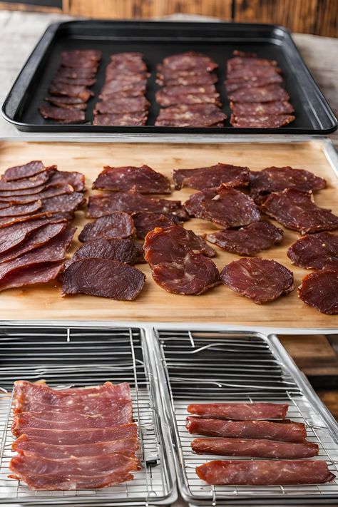 Ultimate Deer Jerky Recipe: How to Make Delicious, Homemade Venison Jerky in 2024! How To Make Deer Jerky In The Oven, How To Make Venison Jerky, Dehydrated Venison Jerky, How To Make Deer Jerky, Jerky Brine Recipe, Best Venison Jerky Recipe, Deer Meat Jerky Recipes, Deer Burger Jerky Recipe, Best Deer Jerky Recipe