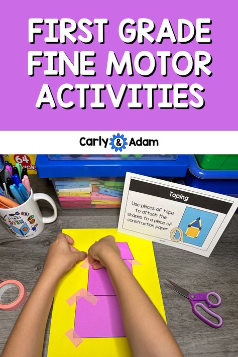 Fine motor skills are crucial for first graders as they continue to develop the dexterity and hand-eye coordination needed for everyday tasks. Here are some engaging activities designed to enhance fine motor skills in first graders.

13 Fine Motor Activities for First Grade

Stacking 

Lacing

Cutting

Tracing

Pattern Stacking

Hole Punching 

Cutting and Gluing

Taping

Play Dough Sculpting

Geoboards 

Symmetry Cutting

Line Formation

Shoe Tying Fine Motor Activities For Kindergarten, Patterning Kindergarten, Fun Lesson Plans, Hand Muscles, Stem Elementary, School Lesson Plans, Lacing Cards, Motor Development, Fine Motor Skills Development