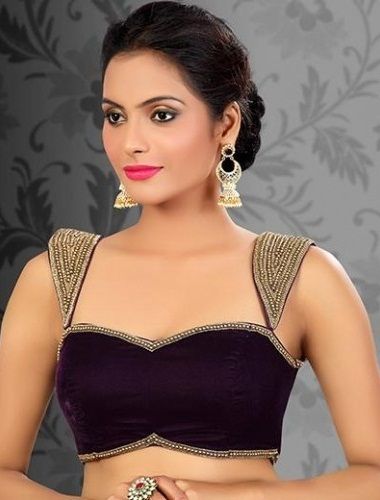 15 Gorgeous Velvet Blouse Design Patterns for Sarees Blouse Front Neck Designs, Blouse Front Neck, Front Neck Designs, Velvet Blouse Design, Saree Blouse Neck Designs, Backless Blouse Designs, New Saree Blouse Designs, Fashionable Saree Blouse Designs, Blouse Back Neck Designs