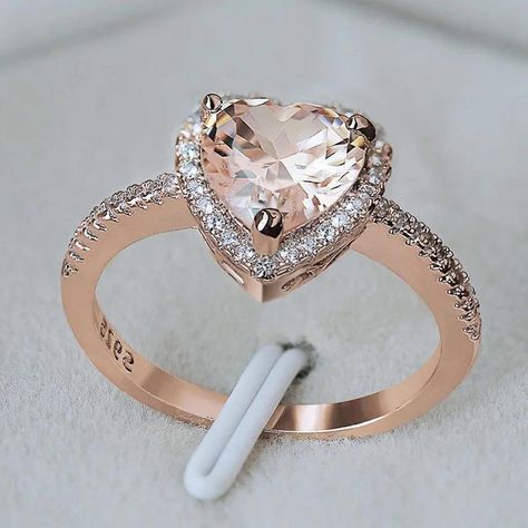 Heart shape cz morganite rose gold ring | Etsy Rose Gold Heart Ring, Heart Cut Ring, Ring With Heart, Rose Gold Morganite Ring, Classic Solitaire Ring, Princess Diamond Ring, Wedding Engagement Rings, Gold Heart Ring, Diamond Heart Ring