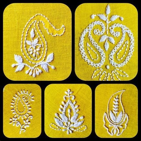 Chikankari Motifs Design, Chikankari Embroidery Motifs Pattern, Lucknowi Embroidery, Embroidered Designs, Floral Embroidery Patterns, Diy Embroidery Patterns, Hand Embroidery Tutorial, Hand Work Embroidery, Hand Embroidery Projects