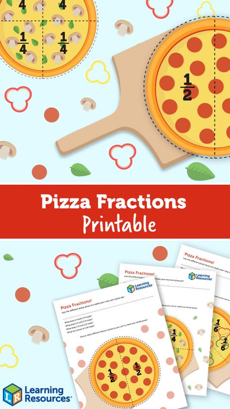 Pizza Fraction Project 3rd Grade, Pizza Fractions Printable Free, Fractions For Kids, Teach Fractions, Pizza Fractions, Teaching Fractions, Fraction Activities, Math Graphic Organizers, Pizza Pie