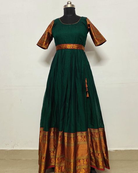 Harvi Designs | Shop this elegant custom made narayanpet long dress with detachable belt from Harvi designs Colors can be customised Dm to order… | Instagram Anarkali Designs, Black Saree, Natural Dye, Office Wear, Chennai, Anarkali, Summer Wear, Green And Purple, Shop Design