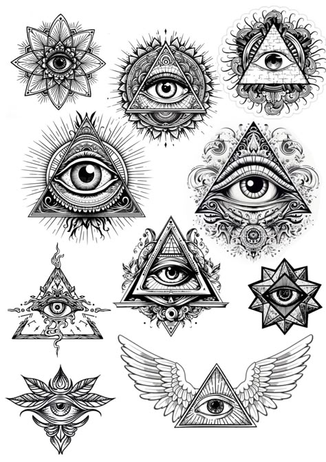 3rd Eye Tattoo Ideas, All Seeing Eye Tattoo Design, 300 Tattoo, Third Eye Tattoos, All Seeing Eye Tattoo, Eye Tattoos, Tattoo Eye, Egyptian Tattoo Sleeve, Hipster Drawings