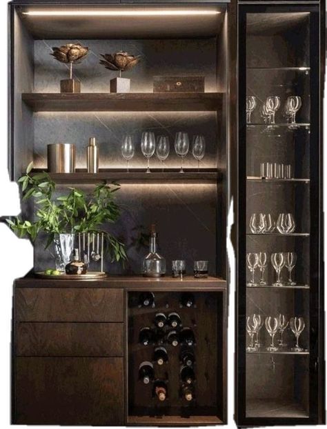 Kitchen Bar With Wine Fridge, Home Corner Bar, Bar Cabinets For Home, Wine Corner, Wine Nook, Home Wine Bar, Corner Bar Cabinet, Bar Nook, Home Bar Ideas