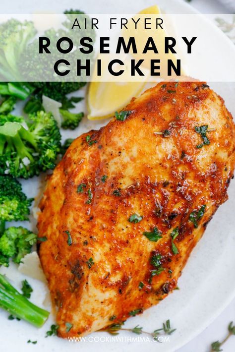 A simple and delicious way to make chicken breasts, this Air Fryer Rosemary Chicken is going to be a hit! It’s easy to make, it’s flavorful, and you only need a handful of ingredients. These moist chicken breasts are perfect for busy weeknights. This tasty chicken dinner recipe makes perfectly juicy air fryer chicken every time. Rosemary Chicken Breast, Air Fryer Chicken Breast Recipes, Grilled Bbq Chicken Breast, Air Fryer Chicken Breast, Rosemary Chicken Recipe, Moist Chicken Breast, Bbq Chicken Breast, Recipes With Chicken And Peppers, Moist Chicken