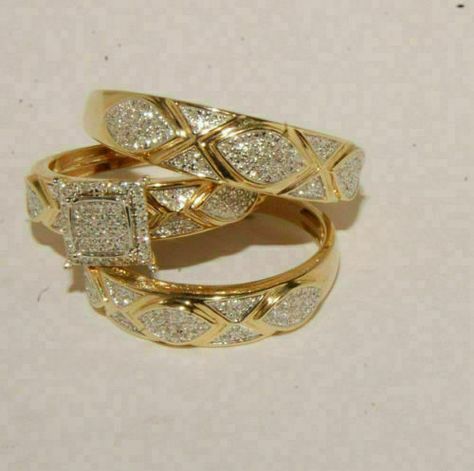 (eBay) Find many great new & used options and get the best deals for Cubic Zirconia 925 Silver His and Her Bridal Wedding Trio Ring Engagement Set at the best online prices at eBay! Free shipping for many products! Cowgirl Wedding Dress, Engagement And Wedding Ring Sets, Trio Ring Set, Cheap Wedding Rings, Cowgirl Wedding, Engagement And Wedding Ring, Diamond Ring Wedding, Trio Ring, Oval Diamond Engagement