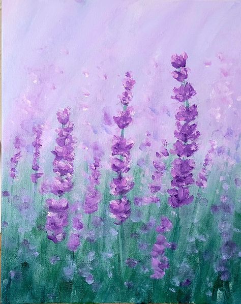 Lilac Painting Aesthetic, Lavender Flower Painting Acrylic, Flower Paintings Aesthetic, Purple Nature Painting, Flowers Aesthetic Drawing Acrylic, Flower Aesthetic Acrylic Painting, Aesthetic Acrylic Canvas Painting, Painting Ideas Lavender, Painting Of Lavender