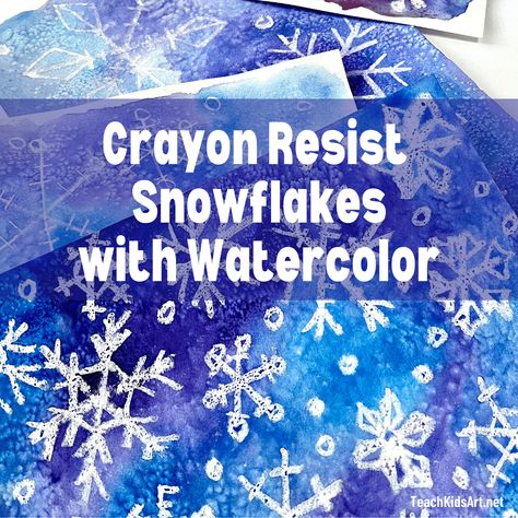 One of the many fun ways to combine art and science is by making crayon resist snowflakes with watercolor. Students as young as kindergarten love learning how to draw snowflakes. And it’s even more fun when you draw them with a white crayon so they magically appear when painted over with watercolor! Before you draw […] Related posts: Day of the Dead – Ofrenda Painting Crayon Resist Easter Card Butterfly with Watercolor & Oil Pastel Resist Snowflake Watercolor For Kids, Magic Painting With White Crayon, White Crayon And Watercolor Art, White Crayon Watercolor, Weather Art Kindergarten, White Crayon Art, Ofrenda Painting, Crayon Watercolor Art, Watercolor Resist Painting