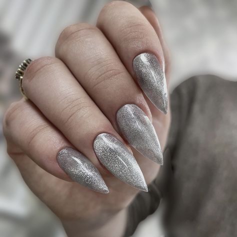 Grey Nails With Sparkle, Grey Nails, Gray Nails, Sparkle, Nails, Grey