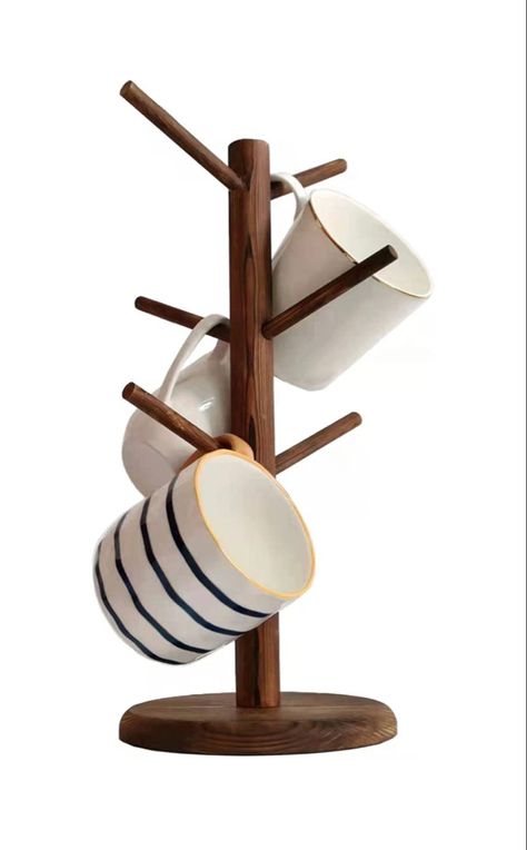 Counter Coffee Bar, Wood Coffee Mug, Coffee Mug Rack, Coffee Organization, Wood Mug, Coffee Mug Holder, Rustic Mugs, Coffee Holder, Coffee Tree