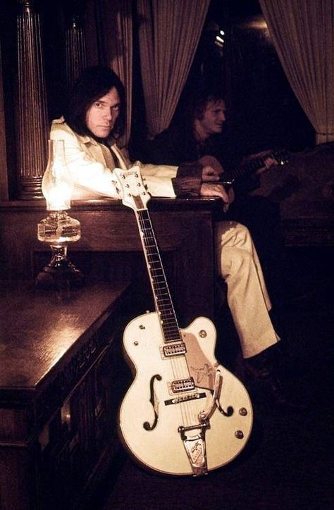 Neil Young and Danny Whitten... Buffalo Springfield, White Falcon, Sugar Mountain, Guy Style, Beautiful Guitars, Neil Young, Rock Legends, Gretsch, Music Icon